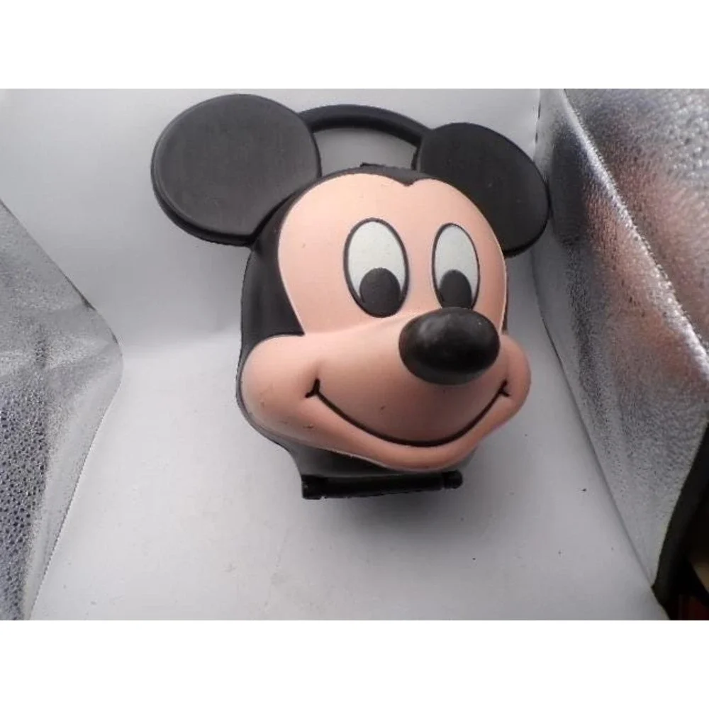 Vintage Disney Mickey Mouse Head Plastic Alladin Lunch Box w Thermos Black 90s